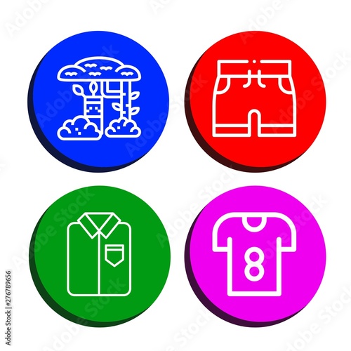 Set of clothing icons such as Camouflage, Shorts, Ironed, T shirt , clothing