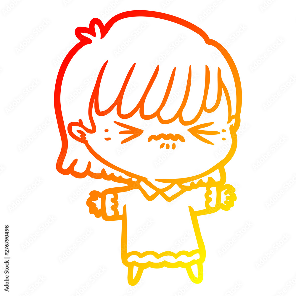 warm gradient line drawing annoyed cartoon girl warm gradient line drawing annoyed cartoon girl