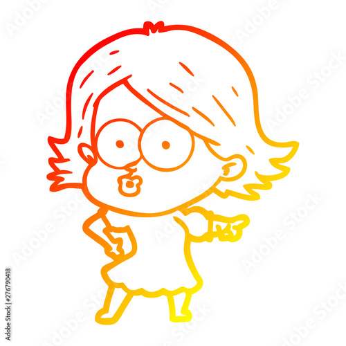 warm gradient line drawing cartoon girl pouting