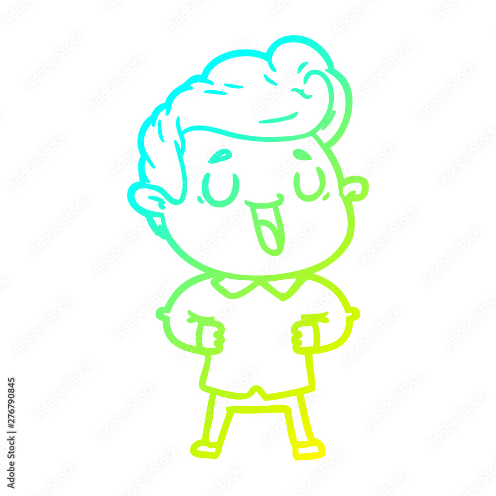 Obraz premium cold gradient line drawing happy cartoon man
