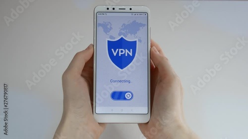 VPN. Virtual private network. Turning on VPN on the smartphone. Data encryption. IP substitute. Cyber security and privacy. Personal data protection. Privacy Protection.
