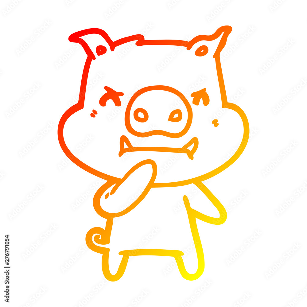 warm gradient line drawing angry cartoon pig warm gradient line drawing angry cartoon pig