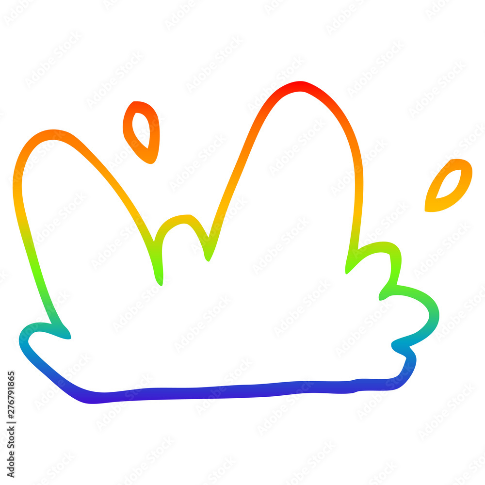 Fototapeta premium rainbow gradient line drawing cartoon mud splat