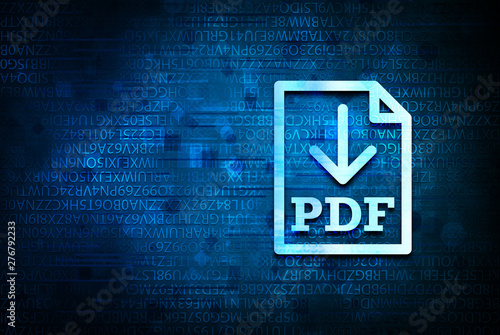 PDF document download icon abstract blue background illustration design