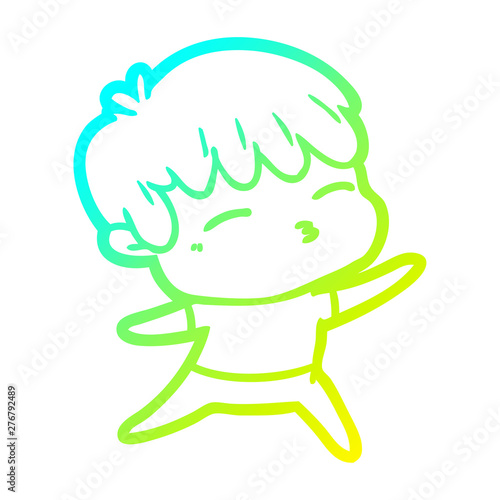 cold gradient line drawing cartoon curious boy