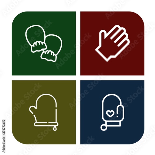 Set of mitten icons such as Mittens, Rubber gloves, Oven mitt , mitten