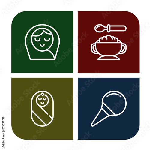 Set of carriage icons such as Baby girl, Baby food, Baby, Nasal aspirator , carriage