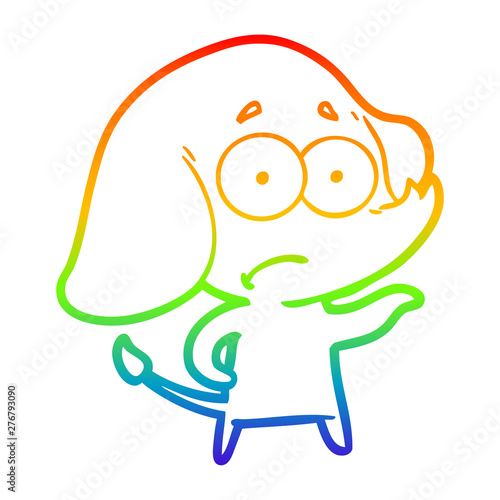 rainbow gradient line drawing cartoon unsure elephant