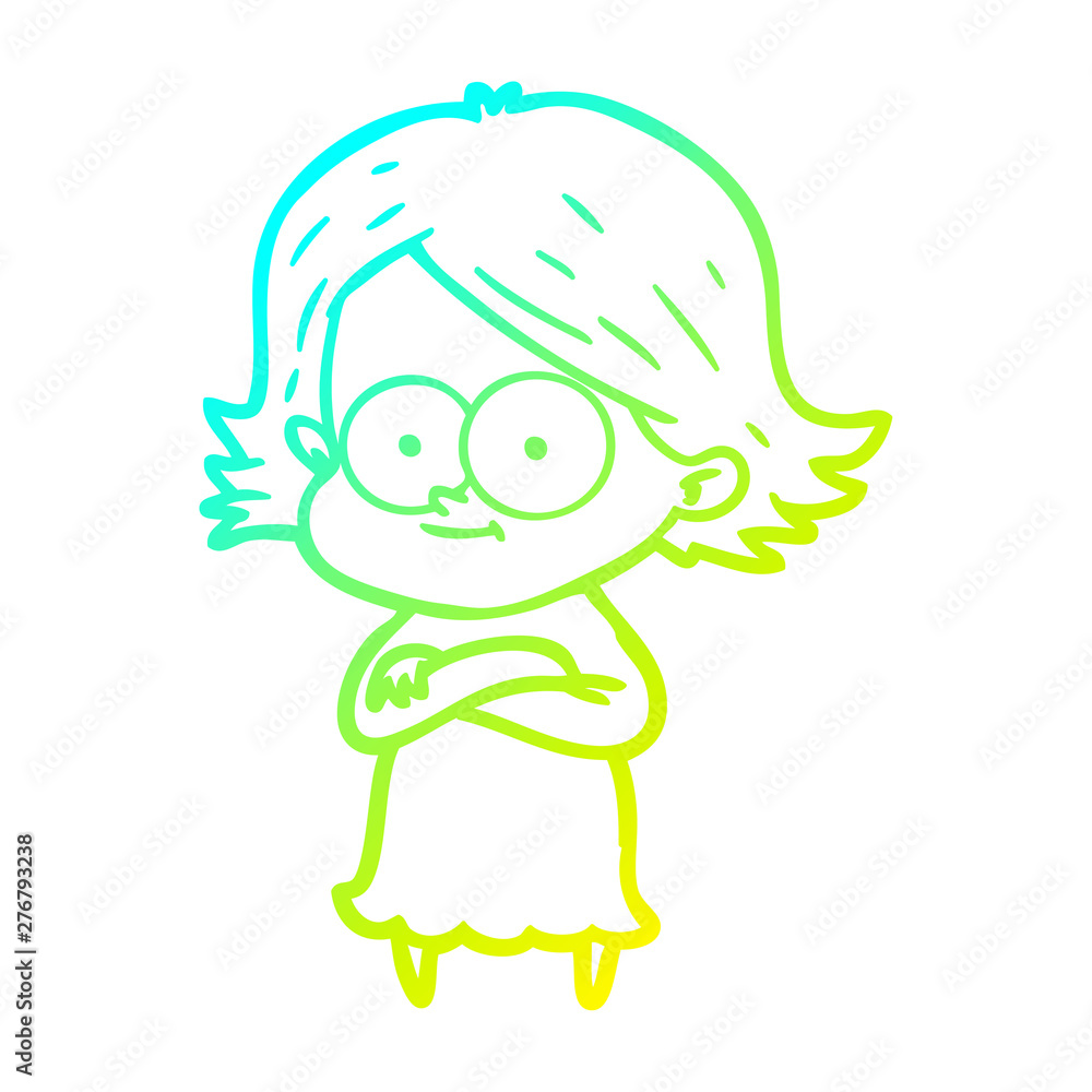 cold gradient line drawing happy cartoon girl cold gradient line drawing happy cartoon girl