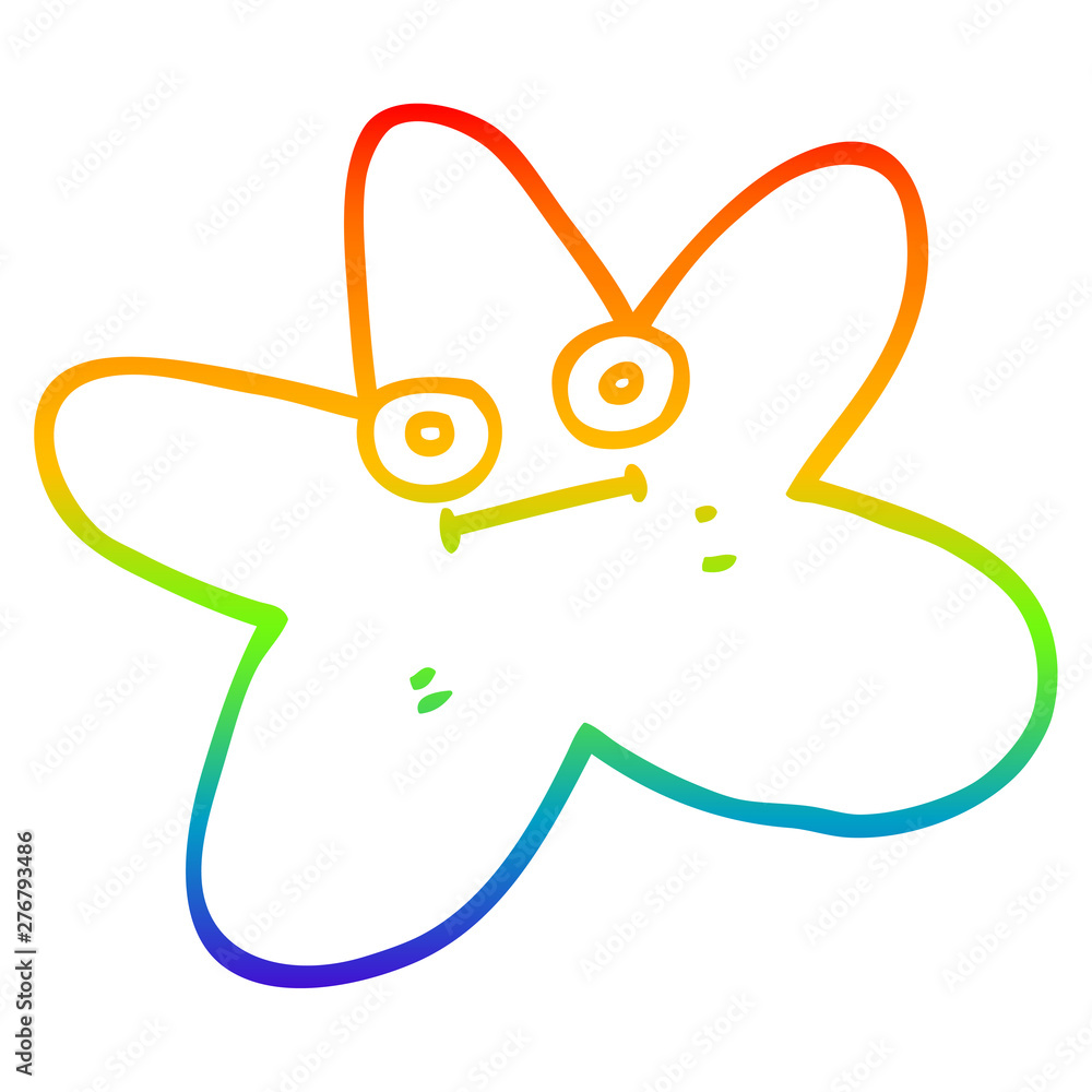 rainbow gradient line drawing cartoon star fish rainbow gradient line drawing cartoon star fish