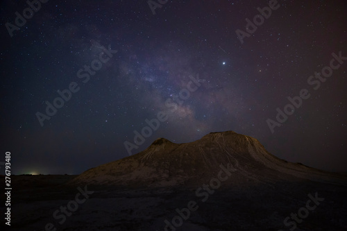 Canvas Print Milky Way over mud volcanoes