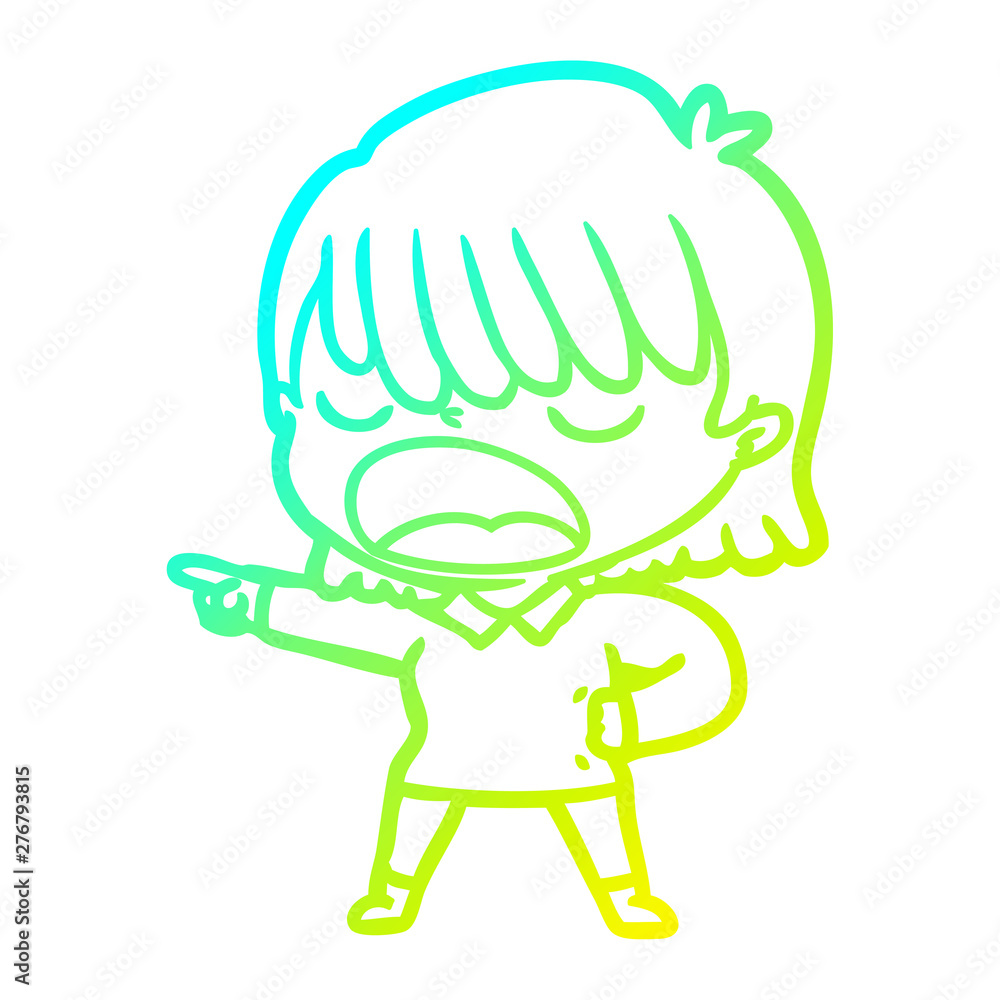 cold gradient line drawing cartoon woman talking loudly cold gradient line drawing cartoon woman talking loudly