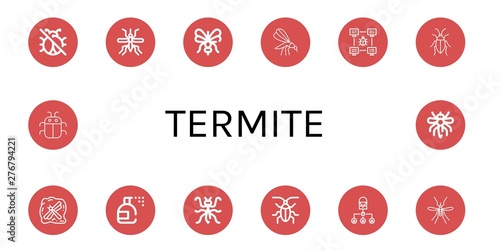 Set of termite icons such as No insects, Mosquito, Bug, Cockroach, Insect, Insecticide, Mantis , termite