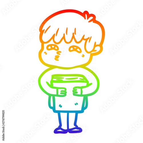 rainbow gradient line drawing cartoon curious man