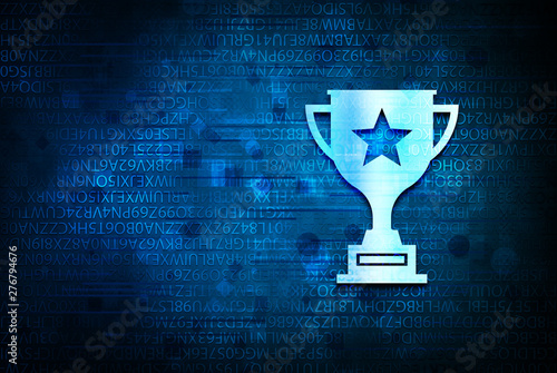 Trophy icon abstract blue background illustration design
