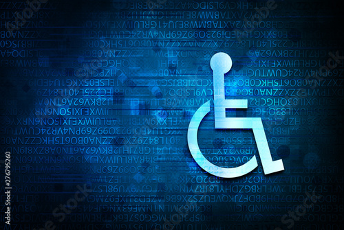 Wheelchair handicap icon abstract blue background illustration design