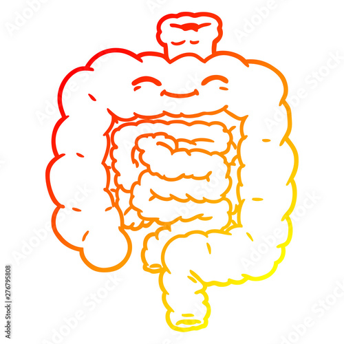 warm gradient line drawing cartoon intestines