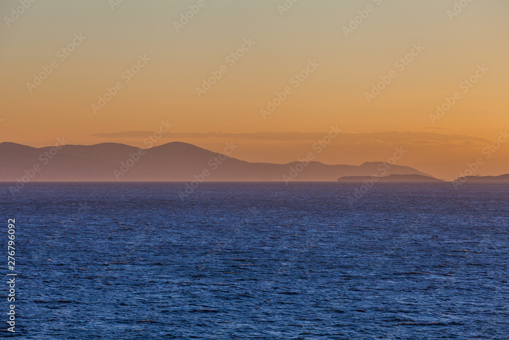 Awesome silouhette on the Saronic Gulf islands at sunset
