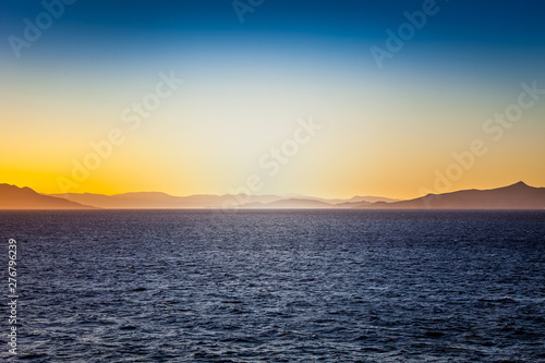 Spectacular silouhette on the Saronic Gulf islands at sunset