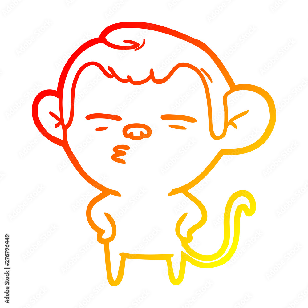 warm gradient line drawing cartoon suspicious monkey warm gradient line drawing cartoon suspicious monkey