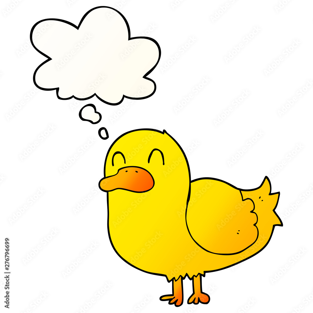 cartoon duck and thought bubble in smooth gradient style cartoon duck and thought bubble in smooth gradient style