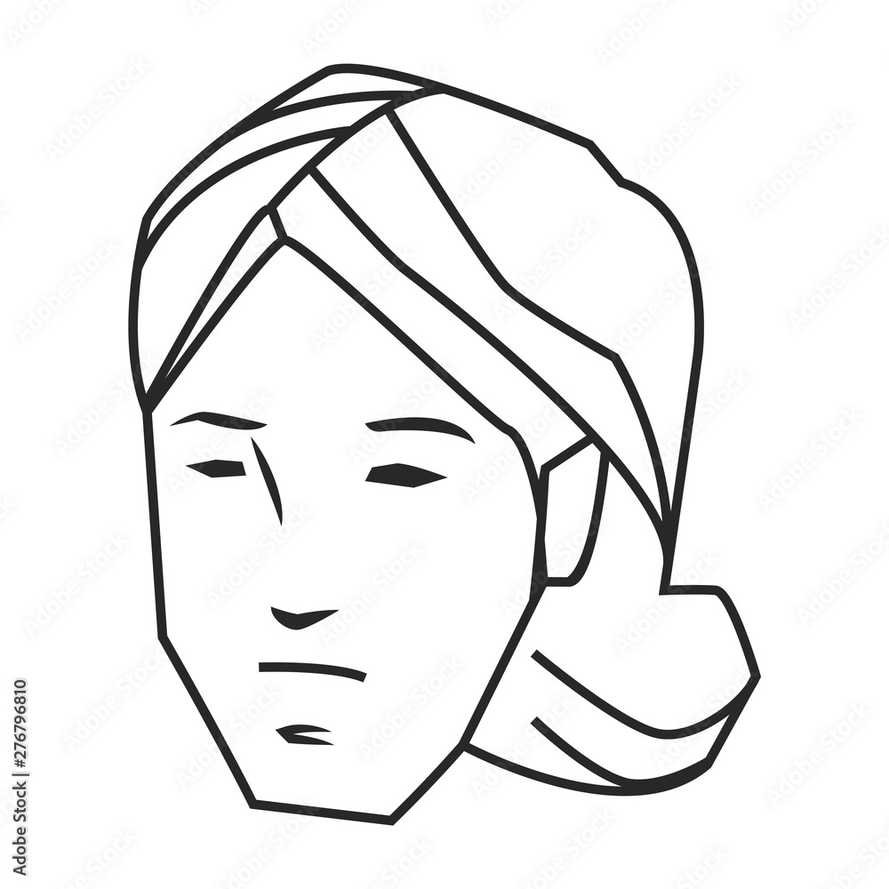 woman face avatar cartoon character in black and white woman face avatar cartoon character in black and white