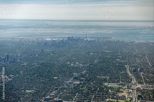 Photography Aerial view of downtown Toronto highrise buildings from Bathurst St and Allen Ex