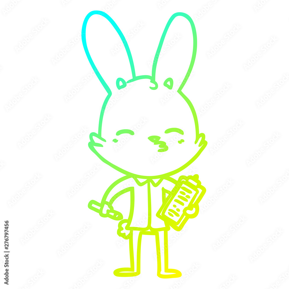 cold gradient line drawing office bunny cartoon cold gradient line drawing office bunny cartoon