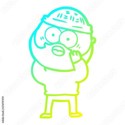 cold gradient line drawing cartoon bearded man