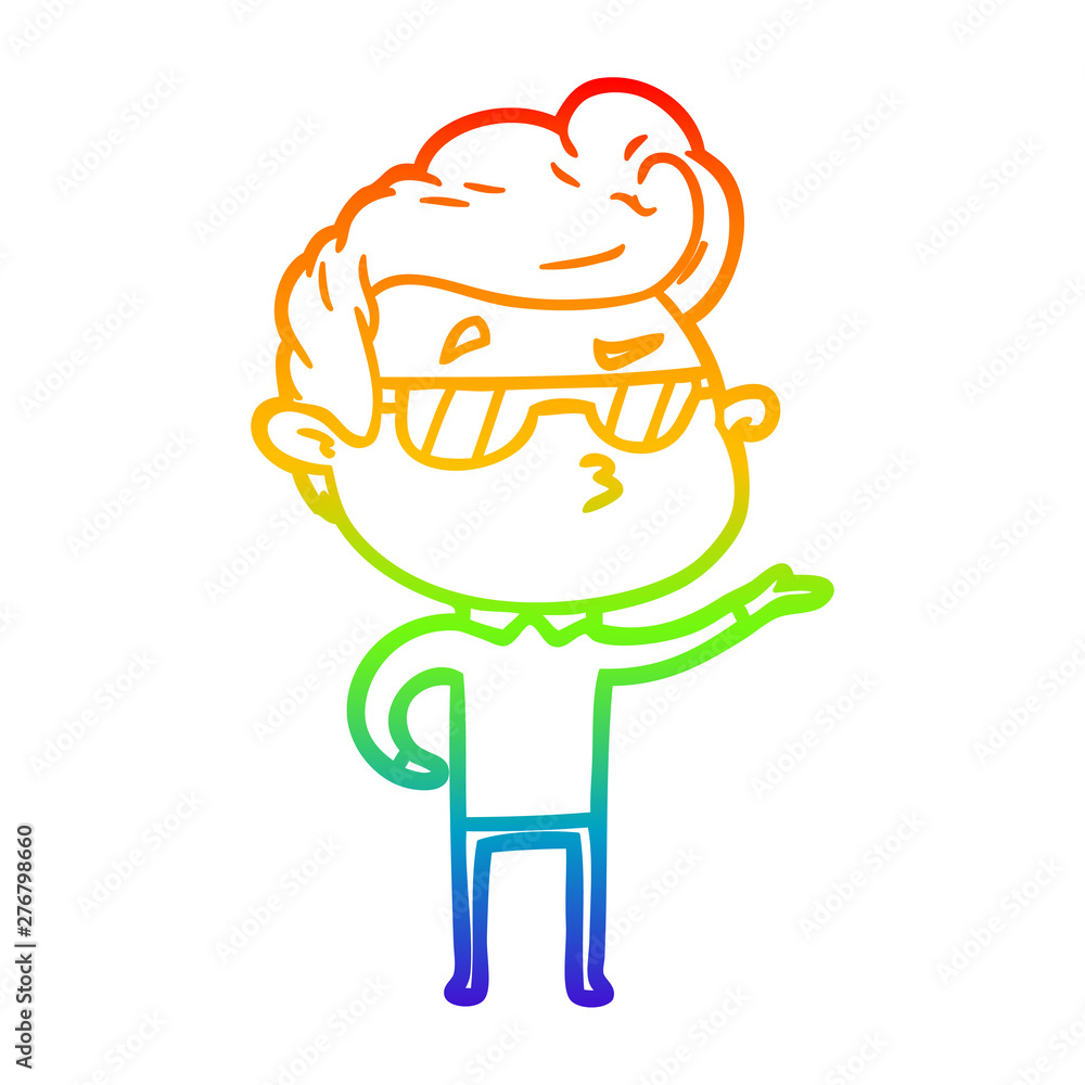 rainbow gradient line drawing cartoon cool guy rainbow gradient line drawing cartoon cool guy