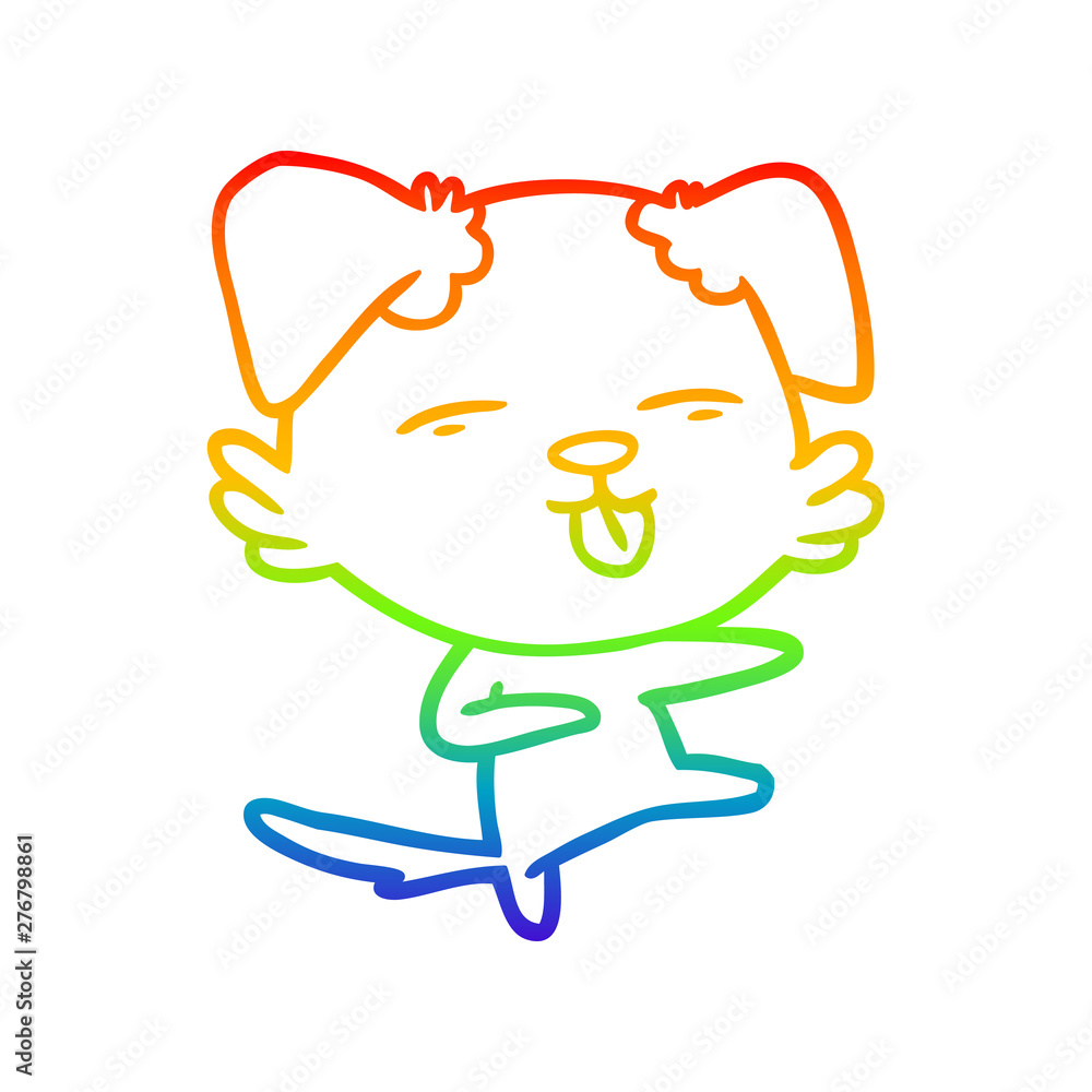 rainbow gradient line drawing cartoon dog dancing rainbow gradient line drawing cartoon dog dancing