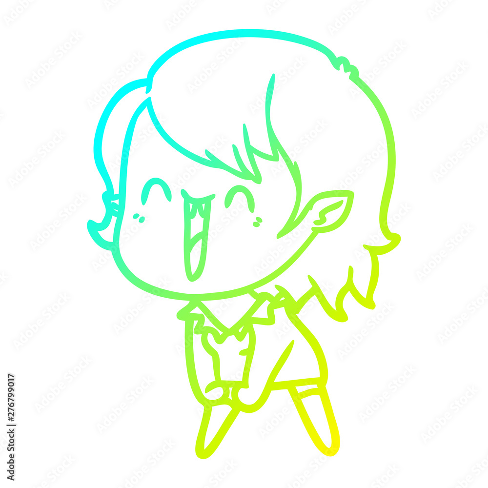 cold gradient line drawing cute cartoon happy vampire girl cold gradient line drawing cute cartoon happy vampire girl