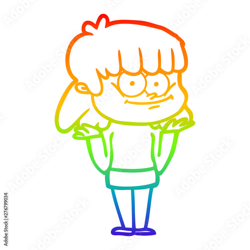 rainbow gradient line drawing cartoon smiling woman
