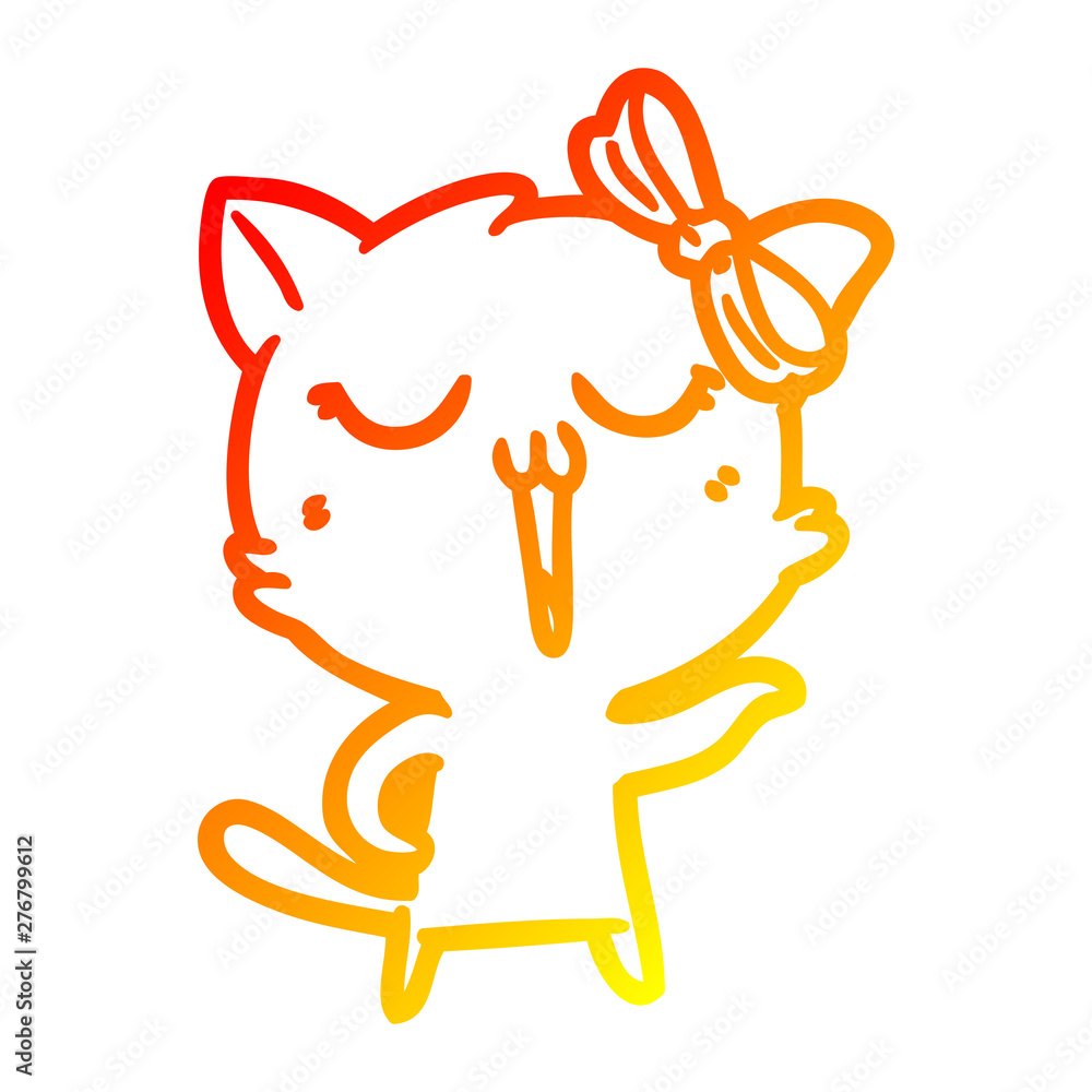 warm gradient line drawing cartoon cat warm gradient line drawing cartoon cat