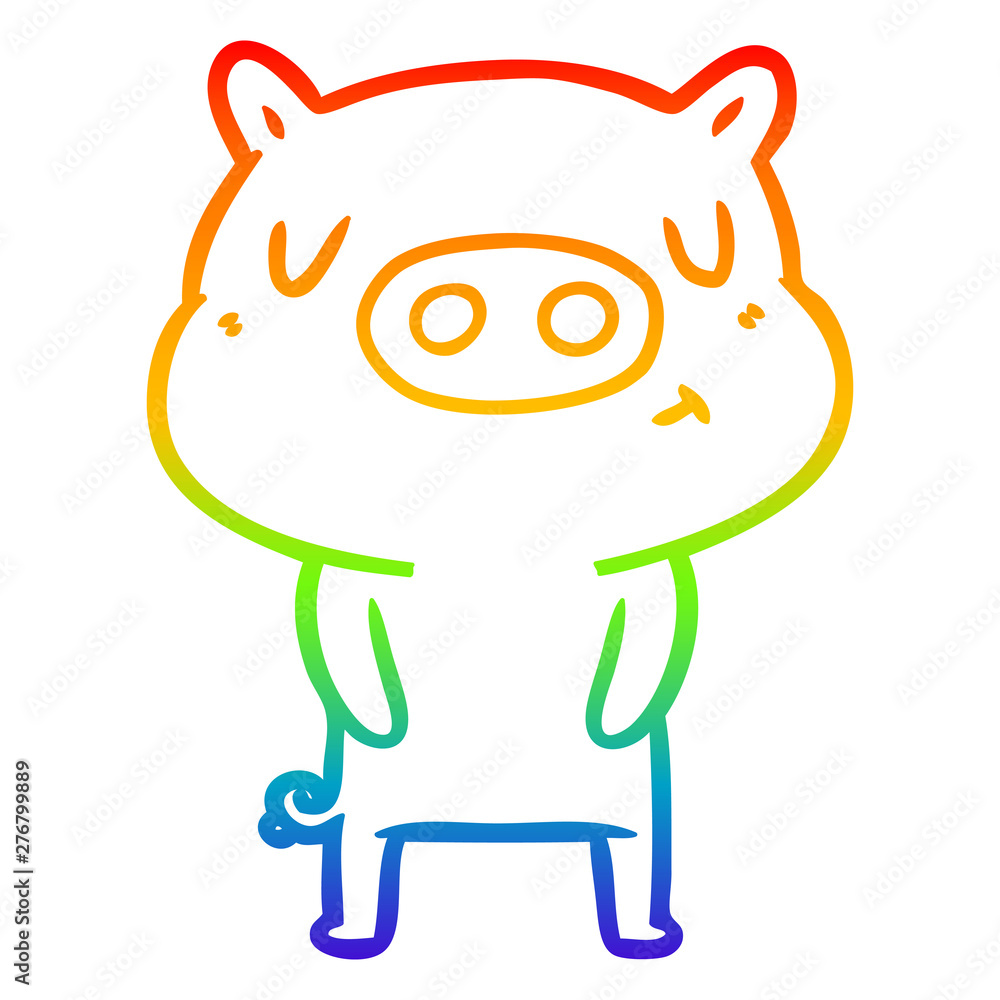 rainbow gradient line drawing cartoon content pig rainbow gradient line drawing cartoon content pig