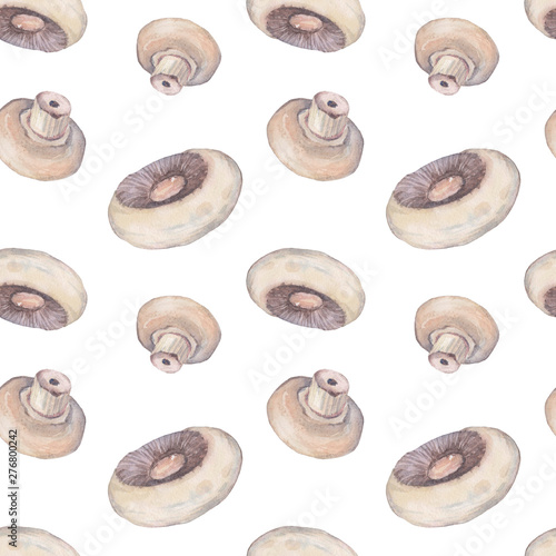 seamless pattern of watercolor mushrooms 1