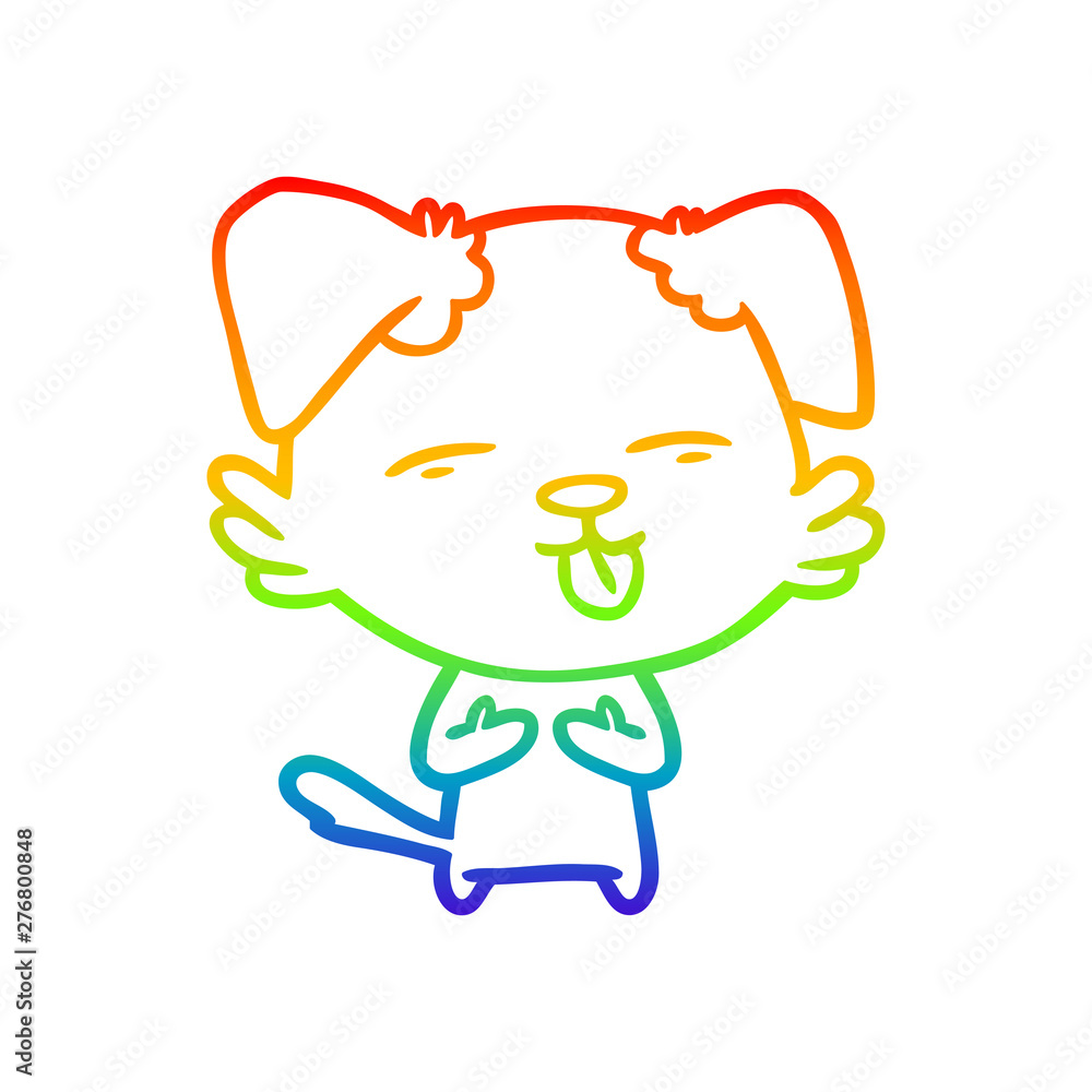 rainbow gradient line drawing cartoon dog sticking out tongue rainbow gradient line drawing cartoon dog sticking out tongue