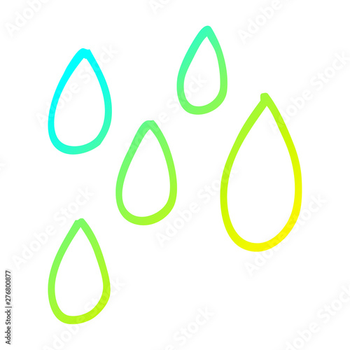 cold gradient line drawing cartoon green paint droplets