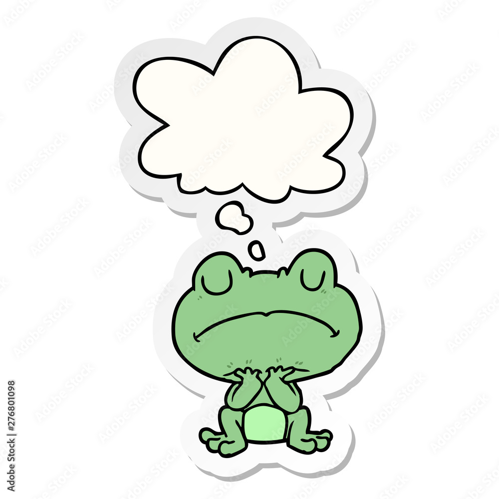 cartoon frog and thought bubble as a printed sticker cartoon frog and thought bubble as a printed sticker