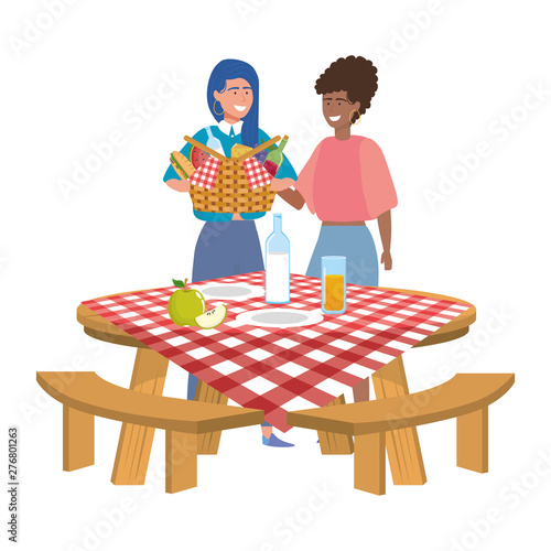 Women friends having picnic design