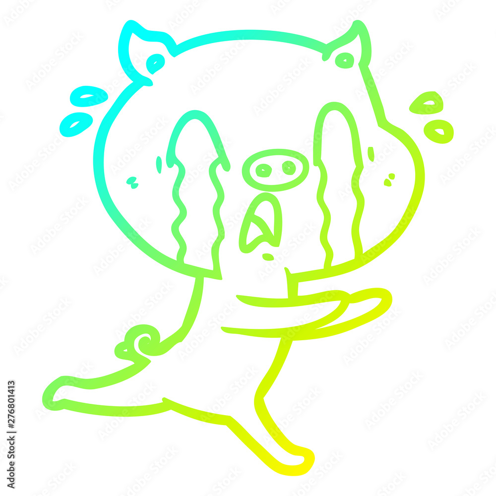 cold gradient line drawing crying pig cartoon cold gradient line drawing crying pig cartoon