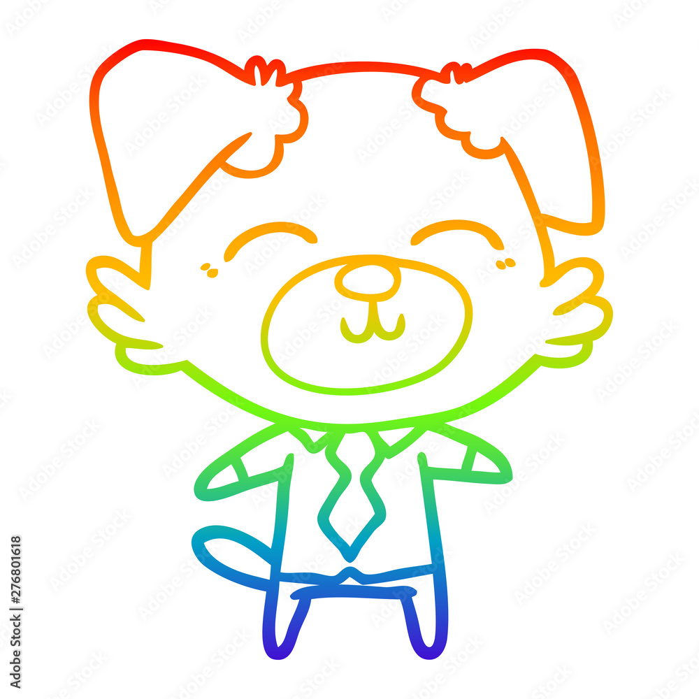 rainbow gradient line drawing cartoon dog manager rainbow gradient line drawing cartoon dog manager