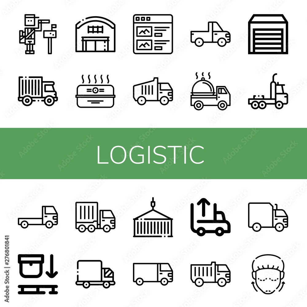 Logisic Hom Icon Set of logistic icons such as Paperboy, Truck, Warehouse, Cardboard box ...