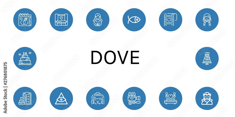 Set of dove icons such as Wedding day, Wedding, Bride, Christianity, God, Jesus, Wedding cake , dove Set of dove icons such as Wedding day, Wedding, Bride, Christianity, God, Jesus, Wedding cake , dove
