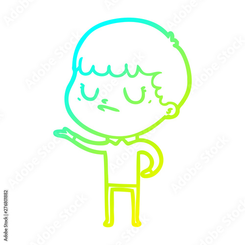 cold gradient line drawing cartoon grumpy boy