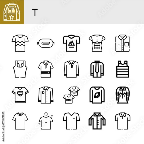 Set of t icons such as Shirt, P t, T shirt, Sleeveless shirt, Polo Tshirt, Shirts ,