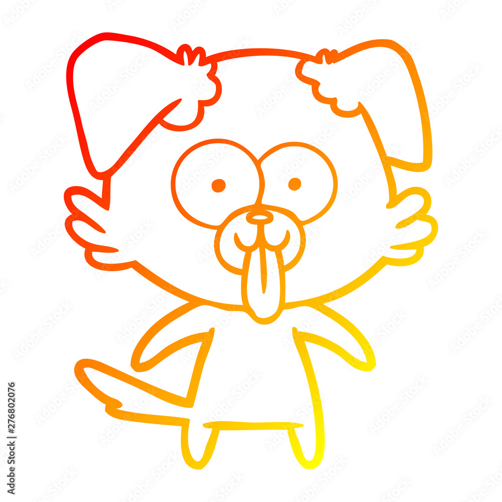 warm gradient line drawing cartoon dog with tongue sticking out warm gradient line drawing cartoon dog with tongue sticking out