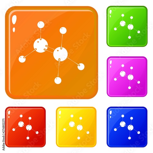 Glycine icons set collection vector 6 color isolated on white background