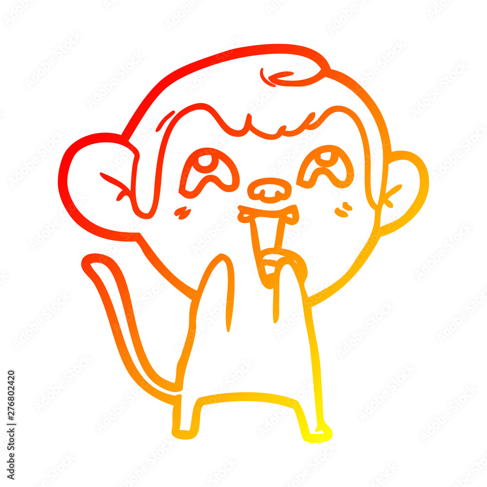 warm gradient line drawing crazy cartoon monkey warm gradient line drawing crazy cartoon monkey