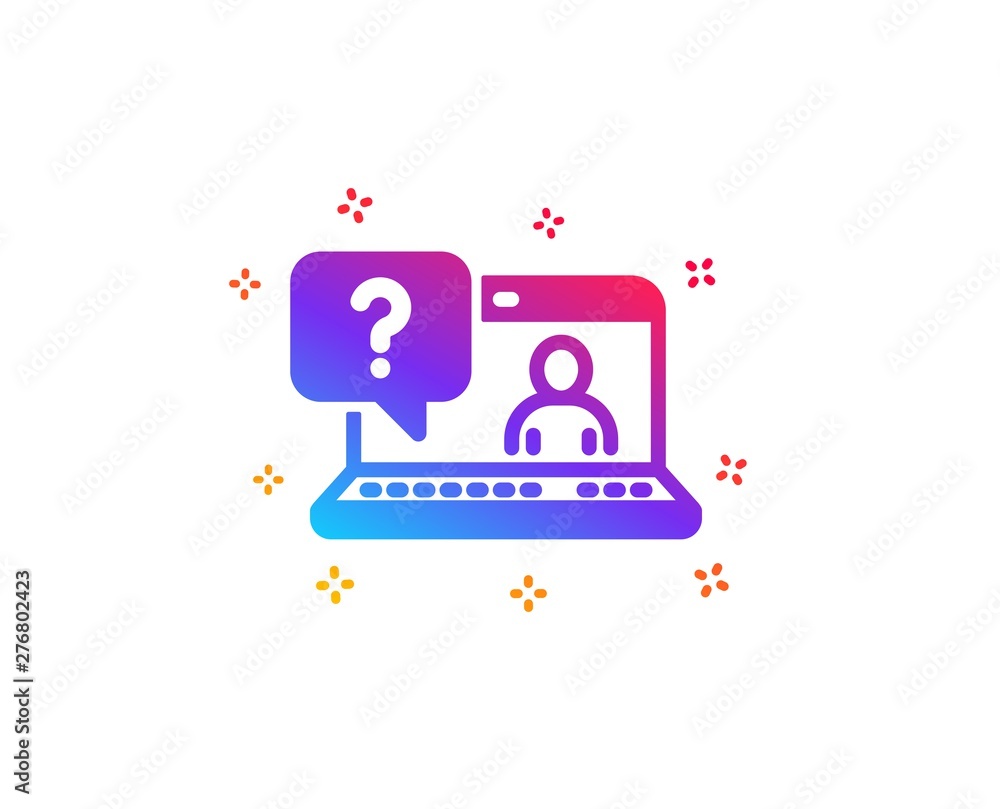 Question mark icon. Online faq support sign. Dynamic shapes. Gradient design faq icon. Classic style. Vector